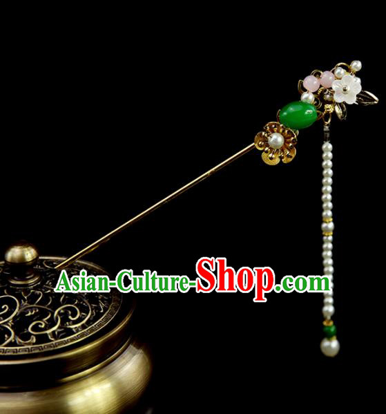 Chinese Ancient Queen Pearls Tassel Hairpins Traditional Classical Dance Hair Accessories for Women