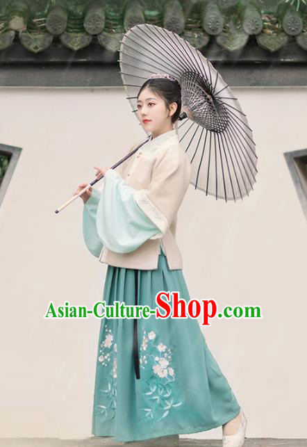 Chinese Ancient Young Lady Vest Blouse and Skirt Traditional Ming Dynasty Palace Princess Costumes for Women