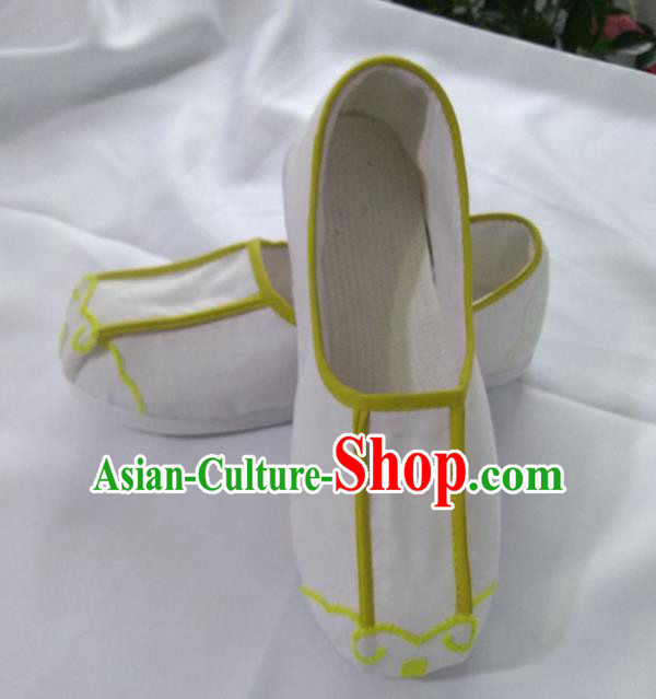 Chinese Kung Fu Shoes White Cloth Shoes Traditional Hanfu Shoes Monk Shoes for Men