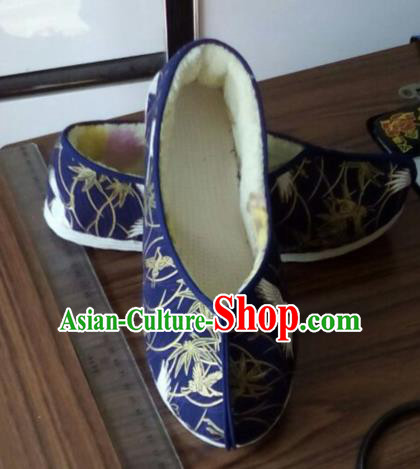 Chinese Traditional Handmade Royalblue Brocade Shoes Opera Shoes Hanfu Shoes Ancient Princess Shoes for Women