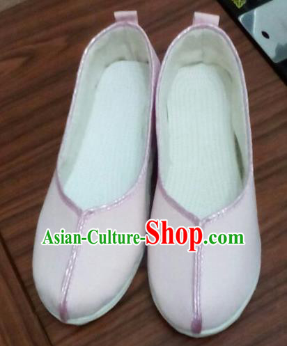 Chinese Traditional Handmade Light Pink Cloth Shoes Opera Shoes Hanfu Shoes Ancient Princess Shoes for Women