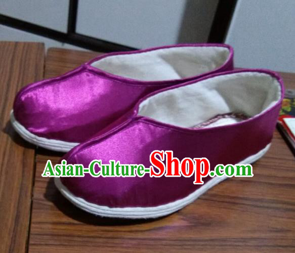 Chinese Traditional Purple Satin Shoes Opera Shoes Hanfu Shoes Ancient Princess Shoes for Women