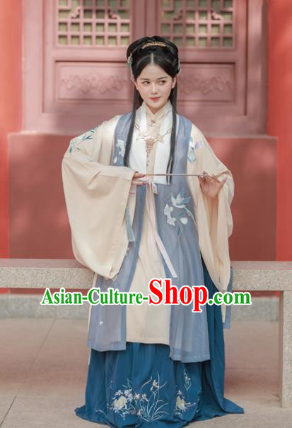 Chinese Ancient Noble Princess Embroidered Dress Traditional Ming Dynasty Taoist Nun Costumes for Women