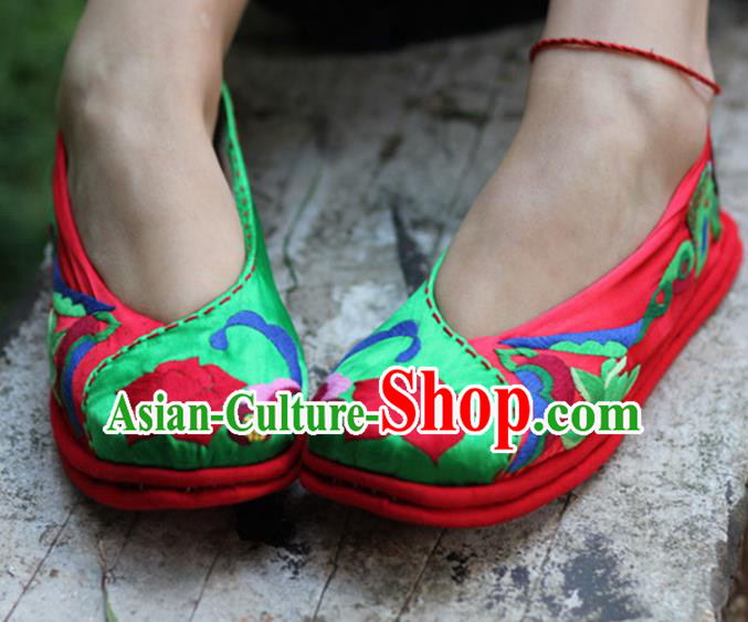 Chinese Handmade Embroidered Red Shoes Hanfu Shoes Traditional National Shoes for Women