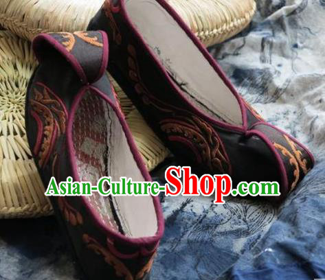 Chinese Handmade Black Embroidered Shoes Hanfu Shoes Traditional National Shoes for Women