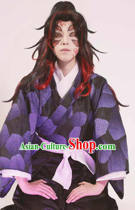 Japanese Cosplay Knight Purple Kimono Traditional Ancient Swordsman Costume for Men