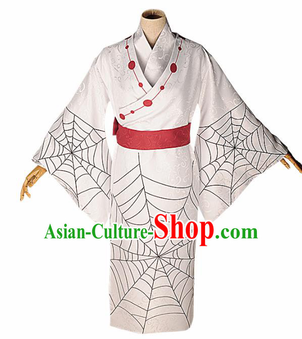 Japanese Cosplay Warrior Knight White Kimono Traditional Ancient Swordsman Costume for Men