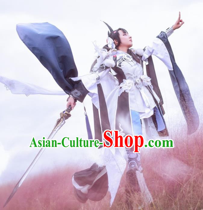 Chinese Cosplay Game Taoist Nun Black Dress Traditional Ancient Princess Female Swordsman Costume for Women