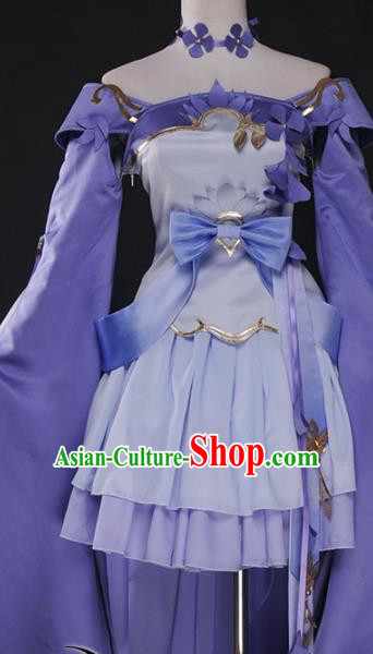 Chinese Cosplay Game Fairy Light Purple Dress Traditional Ancient Swordsman Costume for Women