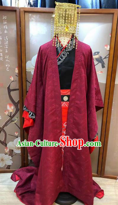 Chinese Ancient Han Dynasty Emperor Costumes Traditional Stage Performance Clothing for Men