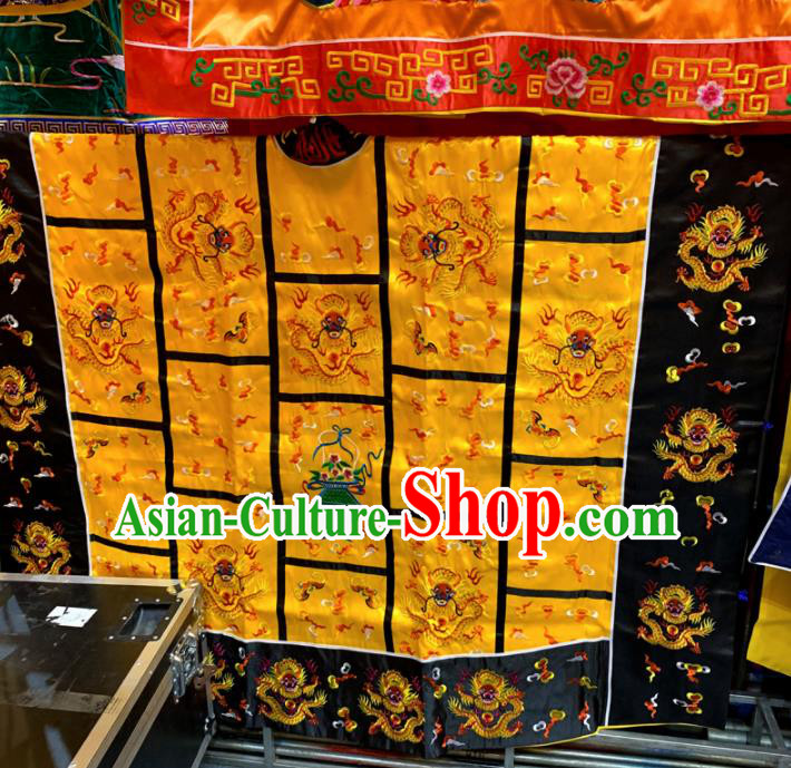 Chinese Taoism Embroidered Dragon Yellow Priest Frock Cassock Traditional Taoist Rite Costume for Men