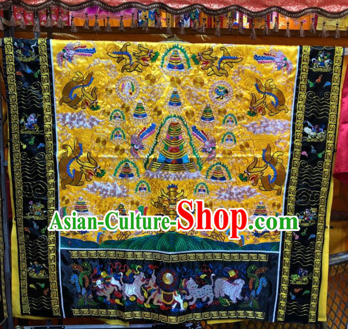 Chinese Taoism Embroidered Golden Priest Frock Cassock Traditional Taoist Rite Costume for Men