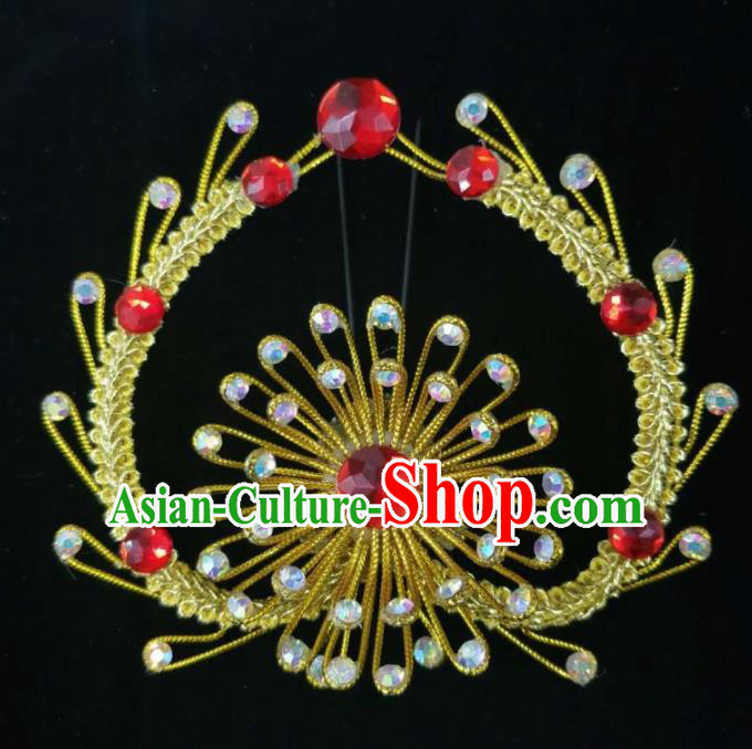 Chinese Traditional Peking Opera Princess Golden Hairpins Handmade Beijing Opera Diva Hair Accessories for Women