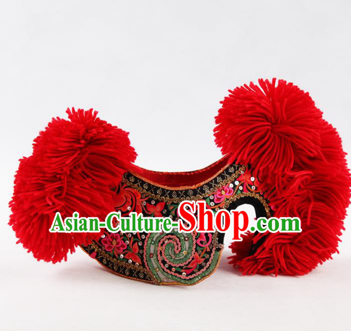 Chinese Traditional Yi Nationality Hat Handmade Ethnic Hair Accessories for Women