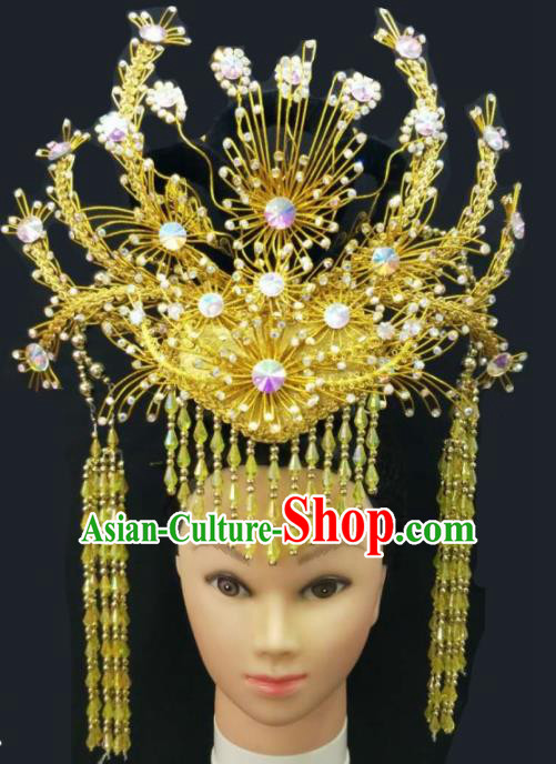 Chinese Traditional Peking Opera Queen Phoenix Crown Hairpins Handmade Beijing Opera Diva Hair Accessories for Women