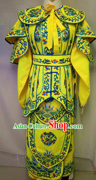 Chinese Traditional Peking Opera Takefu Embroidered Yellow Costume Handmade Ancient Swordsman Clothing for Men