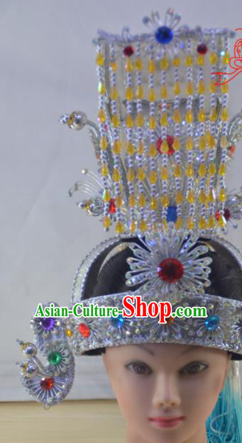 Chinese Traditional Peking Opera Emperor Hat Handmade Ancient Crown Prince Headwear for Men