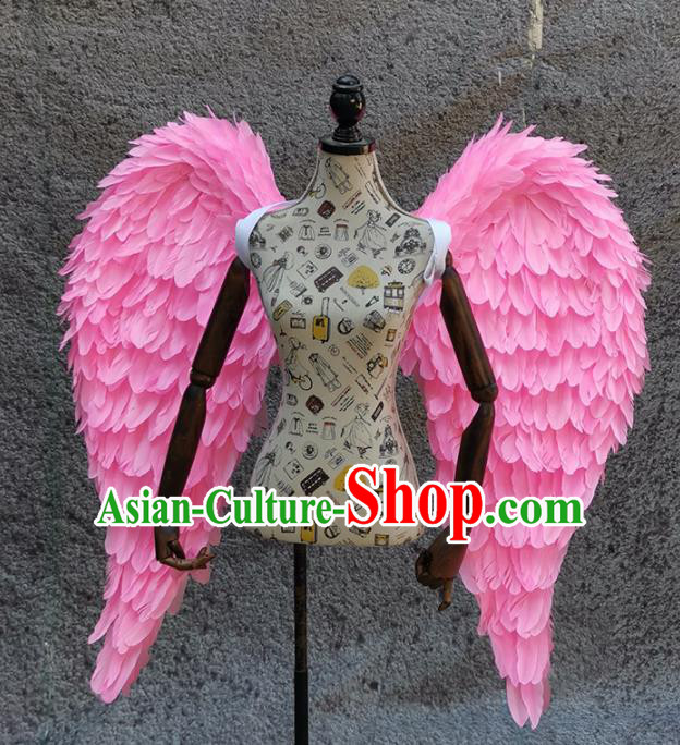 Professional Halloween Stage Show Miami Pink Feathers Wings Brazilian Carnival Catwalks Prop for Women