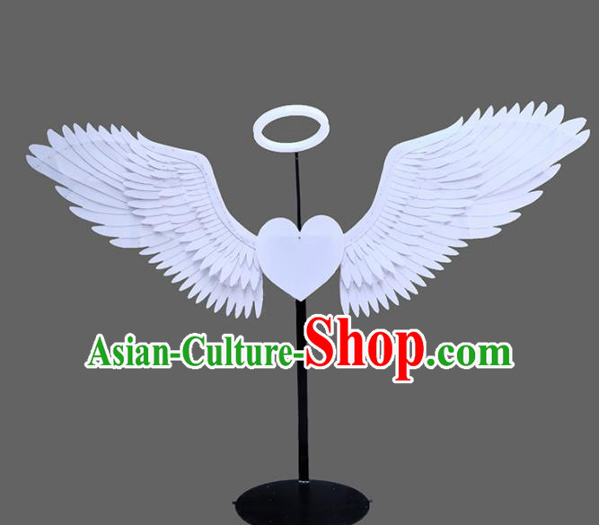 Professional Halloween Stage Show White Acrylic Wings Brazilian Carnival Catwalks Prop for Women