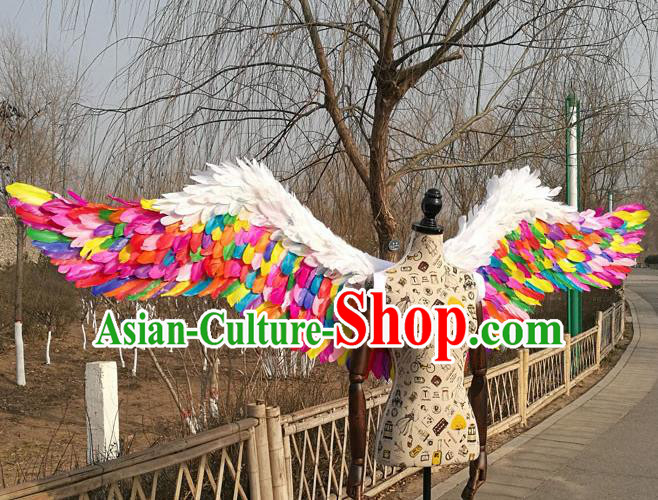 Professional Halloween Stage Show Colorful Feather Wings Brazilian Carnival Catwalks Prop for Women