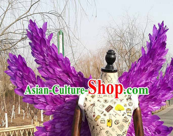 Professional Halloween Stage Show Purple Feather Butterfly Wings Brazilian Carnival Catwalks Prop for Women