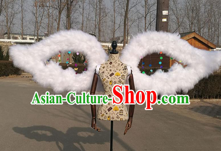 Professional Halloween Stage Show White Feather Wings Brazilian Carnival Catwalks Prop for Women