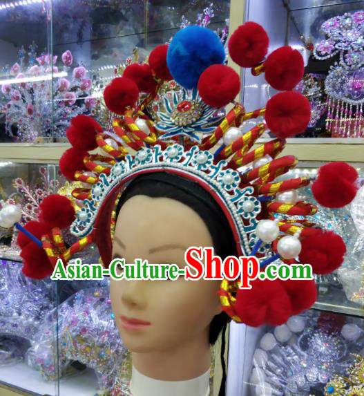 Chinese Traditional Peking Opera Female Swordsman Hat Handmade Beijing Opera Hair Accessories for Women