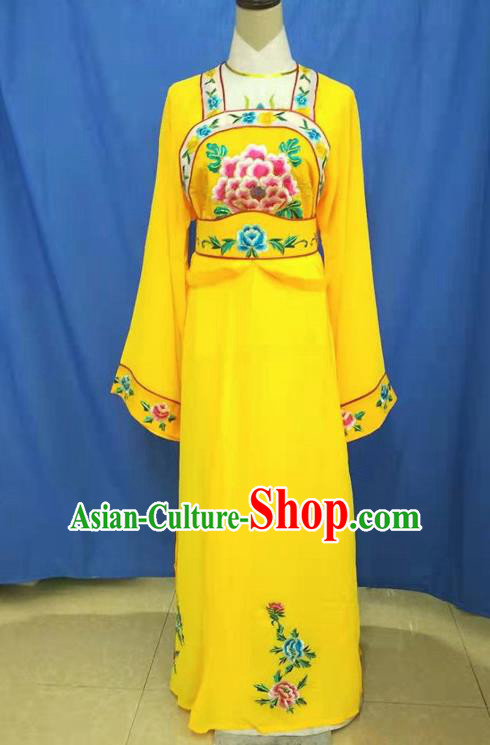 Chinese Traditional Peking Opera Servant Girl Yellow Dress Ancient Court Maid Costume for Women