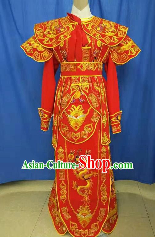 Chinese Traditional Peking Opera Takefu Red Kao Costume Handmade Ancient Swordsman Clothing for Men