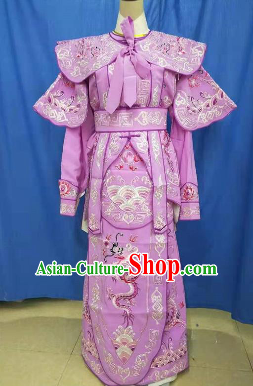 Chinese Traditional Peking Opera Takefu Embroidered Lilac Kao Costume Handmade Ancient Swordsman Clothing for Men