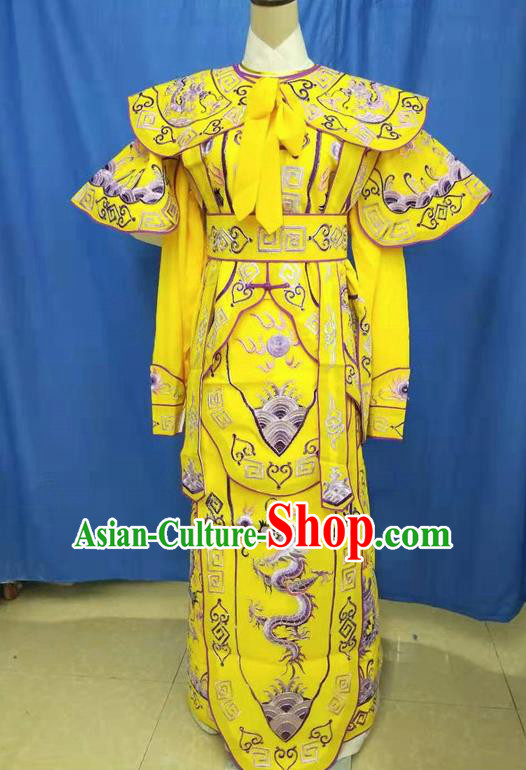 Chinese Traditional Peking Opera Takefu Embroidered Yellow Kao Costume Handmade Ancient Swordsman Clothing for Men