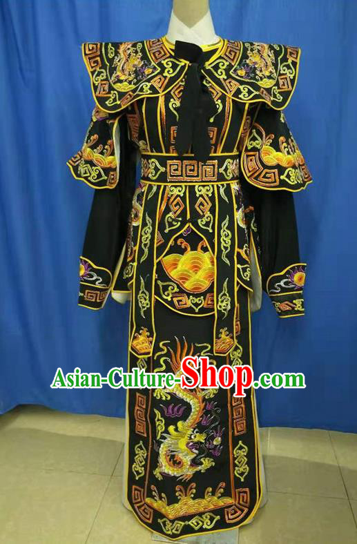 Chinese Traditional Peking Opera Takefu Embroidered Black Kao Costume Handmade Ancient Swordsman Clothing for Men