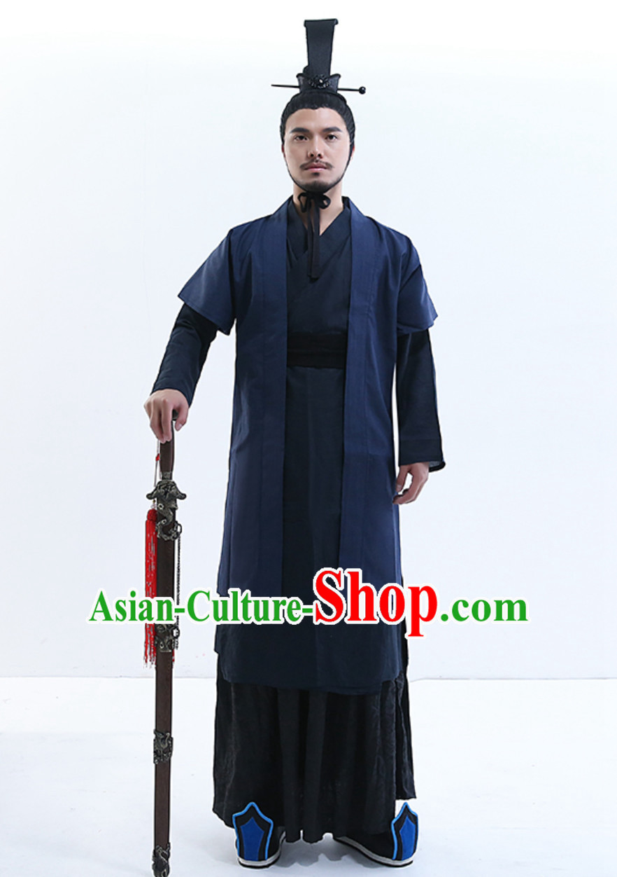 Yue Fei Superhero General Ancient Style Costume Hanfu Dresses Han Fu Garment Outfits Complete Set for Men