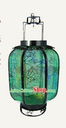 Chinese Traditional Handmade Iron Green Palace Lantern New Year Ceiling Lamp