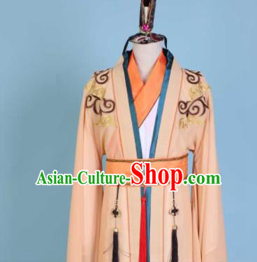 Chinese Traditional Classical Dance Orange Clothing Confucius Dance Stage Show Costume for Men