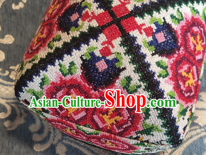 Chinese Traditional Uyghur Nationality Embroidered Hat Ethnic Folk Dance Stage Show Headwear for Women