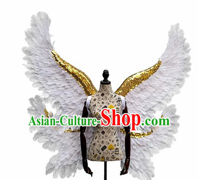 Professional Halloween Stage Show White Feather Butterfly Angel Wings Brazilian Carnival Catwalks Prop for Women