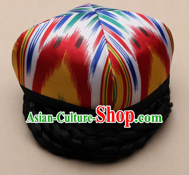 Handmade Chinese Traditional Uyghur Minority Dance Hat Ethnic Nationality Headwear for Women