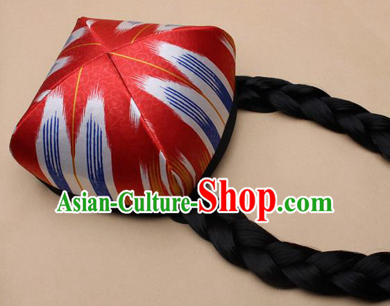 Handmade Chinese Traditional Uyghur Minority Dance Red Hat Ethnic Nationality Headwear for Women