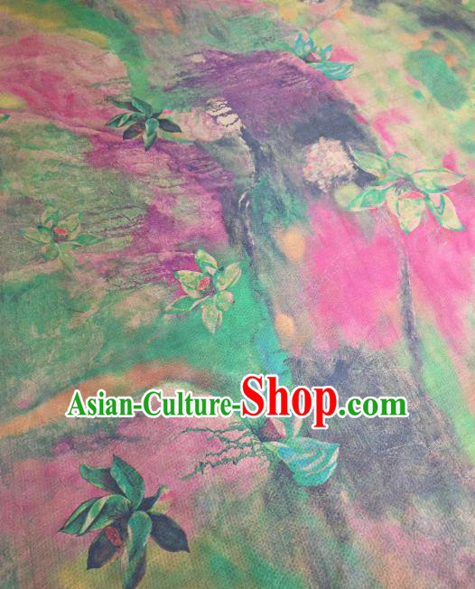 Asian Chinese Traditional Pattern Design Green Gambiered Guangdong Gauze Fabric Silk Material