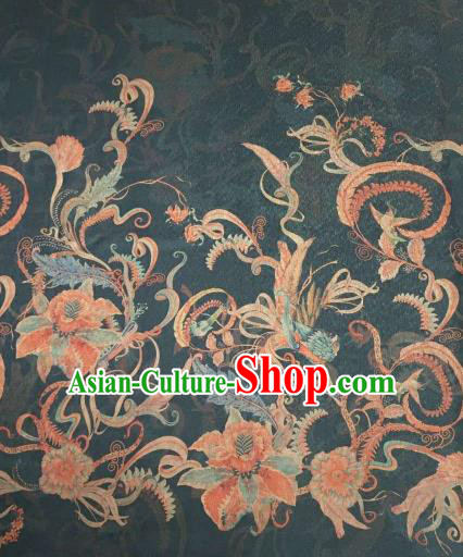 Asian Chinese Traditional Vine Pattern Design Atrovirens Gambiered Guangdong Gauze Fabric Silk Material