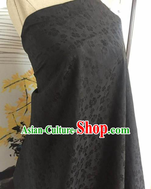 Asian Chinese Traditional Cherry Blossom Pattern Design Black Gambiered Guangdong Gauze Fabric Silk Material