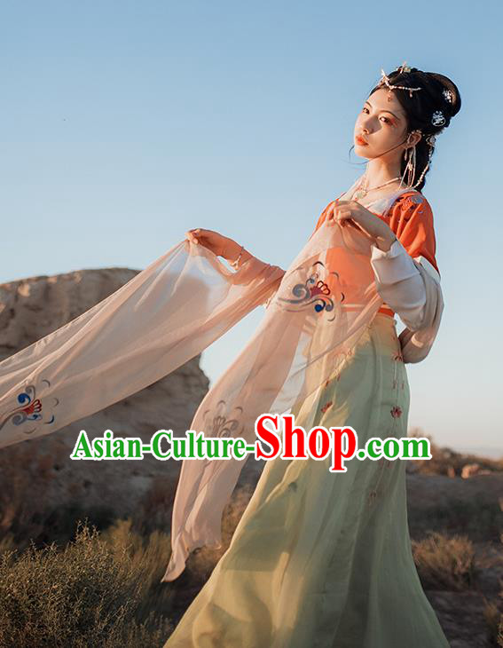 Chinese Ancient Court Maid Hanfu Dress Traditional Tang Dynasty Flying Apsaras Goddess Dance Costumes for Women