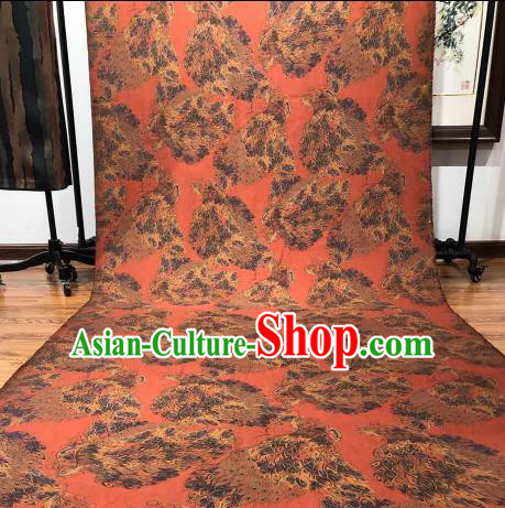 Asian Chinese Traditional Peacock Pattern Design Red Gambiered Guangdong Gauze Fabric Silk Material