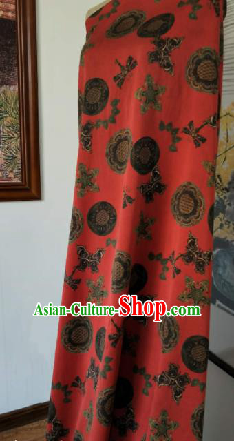 Asian Chinese Traditional Pattern Design Red Gambiered Guangdong Gauze Fabric Silk Material