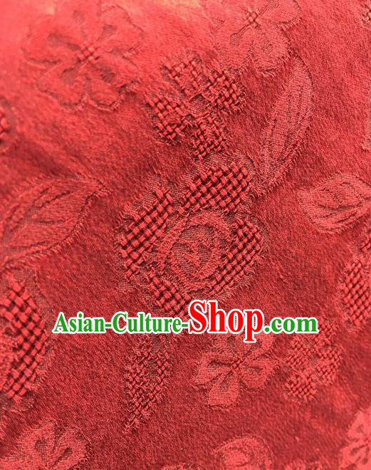 Asian Chinese Traditional Roses Pattern Design Red Gambiered Guangdong Gauze Fabric Silk Material