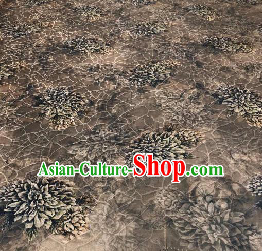 Asian Chinese Traditional Flowers Pattern Design Grey Gambiered Guangdong Gauze Fabric Silk Material