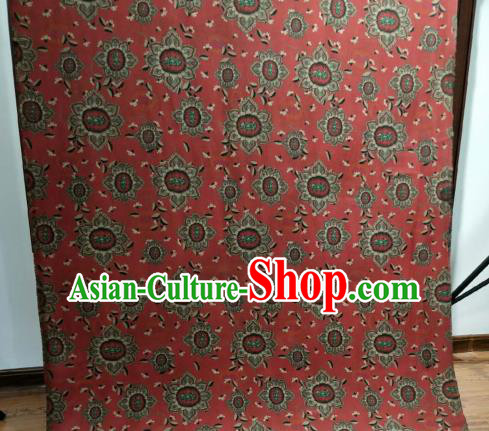 Asian Chinese Traditional Sunflowers Pattern Design Red Gambiered Guangdong Gauze Fabric Silk Material