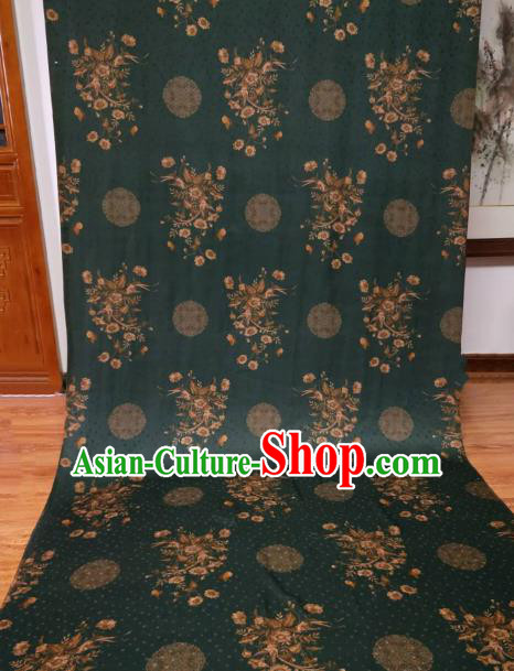 Asian Chinese Traditional Flowers Pattern Design Atrovirens Gambiered Guangdong Gauze Fabric Silk Material