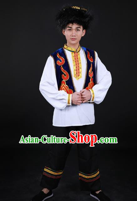 Chinese Traditional Tajik Nationality Festival Outfits Ethnic Minority Folk Dance Stage Show Costume for Men